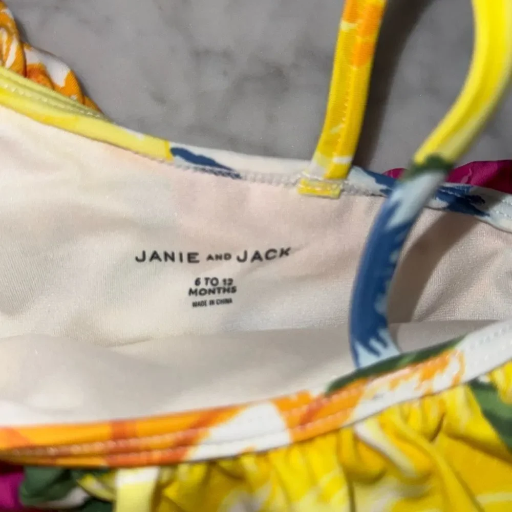 Janie & Jack Floral Ruffle Shoulder Swim 6/12M